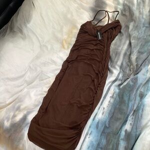 PrettyLittleThing Chocolate Brown Midi Dress